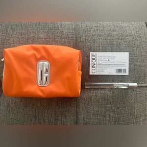 Clinique Happy Perfume Spray 10ml/0.34fl.oz. Travel Spray + Orange Cosmetics Bag